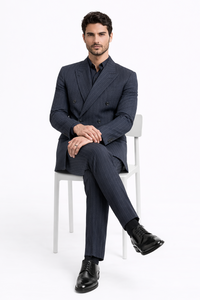 Kingsman Harrys Pinstriped Blue Double Breasted Suit