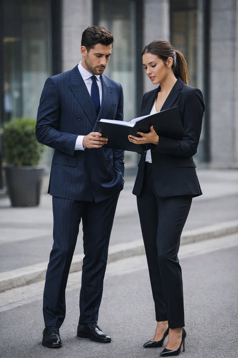 Kingsman Harrys Pinstriped Blue Double Breasted Suit