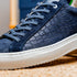 Zelli Kobe Luxury Sneaker in Navy Crocodile-Embossed Suede