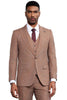 Men's Stacy Adams Vested Sharkskin Weave Pattern Suit in Light Rust