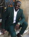 Designer Mens Double Breasted Gold Button Suit in Forrest Green