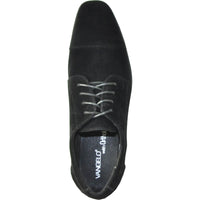 Bravo Mens Formal Suede Style Wedding & Prom Cap Toe Dress Shoe in Black