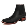Los Altos Men's Boot Wide Square Toe Nobuck Black Leather Sole - Nobuck Black