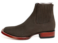 Los Altos Men's Boot Wide Square Toe Nobuck Dark Tabacco (Black) - Nobuck Black