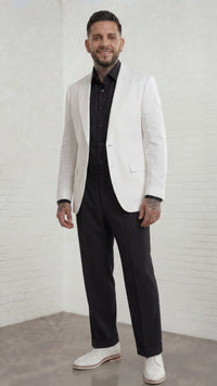 Mens Wide Leg Pants Classic Fit Pleated Pants in Color "Black" 20.5 inch bottom Pants come lined to the knee.