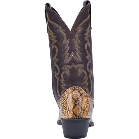 Laredo Men's Monty Snake Print Leather J-Toe Boots - Tan