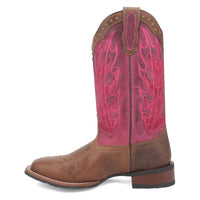 Laredo Women's Faye Broad Square Toe Leather Boots - Brown / Pink 3117
