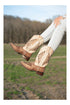 Laredo Women's Kite Days Broad Square Toe Leather Boots - Brown / Bone 5821