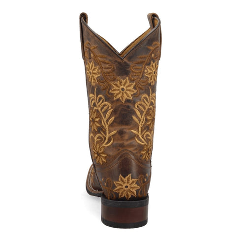 Laredo Women's Secret Garden Broad Square Toe Leather Boots - Brown 5822