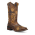 Laredo Women's Secret Garden Broad Square Toe Leather Boots - Brown 5822