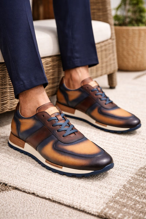 Latini Multi-tone  Sneaker Blue/Multi By Mezlan Made In Spain Brand