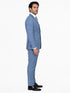 Mens 2 Button Slim Fit Wool Suit With Double Breasted Vest in Steel Blue