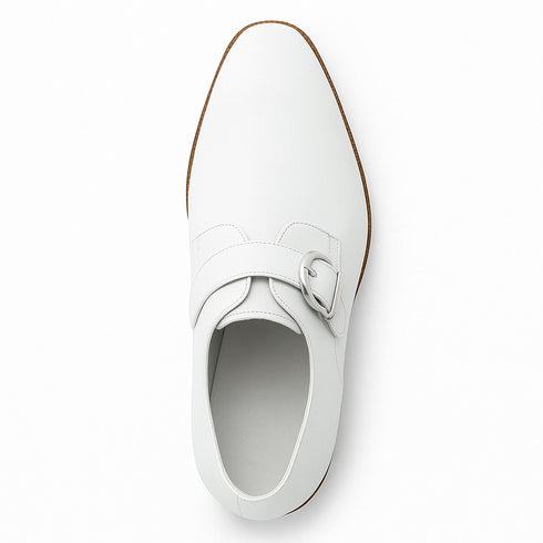 Mens Carrucci Classic Leather Fade Single D-Buckle Monk Strap Dress Shoe in Chestnut