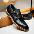 Zelli Legerra Hand Burnished Crocodile Print Monk Strap in Black