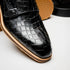 Zelli Legerra Hand Burnished Crocodile Print Monk Strap in Black