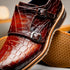 Zelli Legerra Hand-Burnished Crocodile Print Monk Strap in Cognac