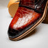 Zelli Legerra Hand-Burnished Crocodile Print Monk Strap in Cognac
