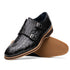 Zelli Legerra Hand Burnished Crocodile Print Monk Strap in Black
