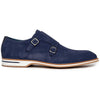 Zelli Legerra Suede Goatskin Double Monkstrap Shoes in Navy