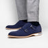 Zelli Legerra Suede Goatskin Double Monkstrap Shoes in Navy