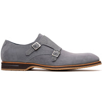 Zelli Legerra Contemporary Goat Suede Monk Strap Shoes in Grey