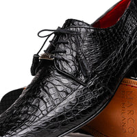 Marco Di Milano Leonardo Black Genuine Caiman Crocodile Dress Derby Oxfords