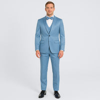 Light Blue Satin Tuxedo Set – 4-Piece Formal Look for Weddings & Proms