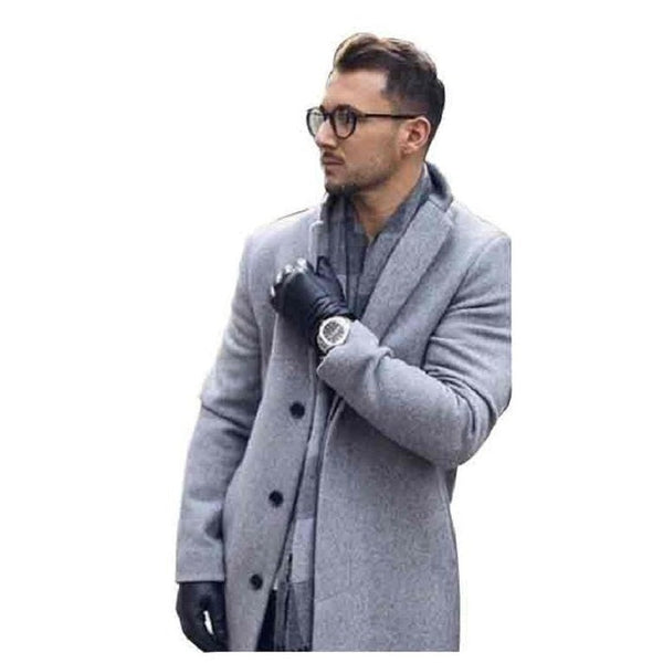 GREY SILVER GRAY BIG AND TALL WOOL OVERCOAT