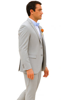 Light Grey Wedding Groomsmen Suits Three Pieces Notched Lapel Men Suits