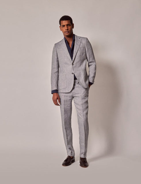 Mens Linen Suit For Beach Wedding - Summer Suit in Light Grey