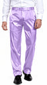Mens Shiny Stretch Pants Solid Color Slim Fit Sateen Flashy Metallic Slacks in Color "Lilac"