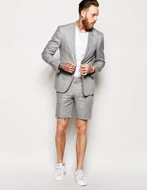 Linen Suit - Mens Summer Suits in Grey Color - Beach  Wedding