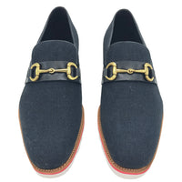 Carrucci Linen Loafer With Gold Tone Buckle