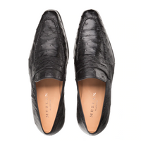 Mezlan Lisbon Ostrich Quill Penny Loafers Black (4561-S)