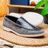 Zelli Bene Sueded Goatskin and Crocodile Loafer in Grey