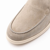 Zelli Livorno Sueded Italian Goatskin Casual Slip-On Loafer in Bone