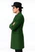Double Breasted Long Overcoat One Chest Pocket Olive Green - Mens Car Coat Mens Topcoat