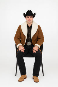 Long Sheepskin Brown Western Jacket