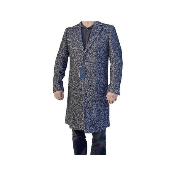 Long Tweed Coat - Grey Harris Tweed Overcoat - Wool Mens Overcoat