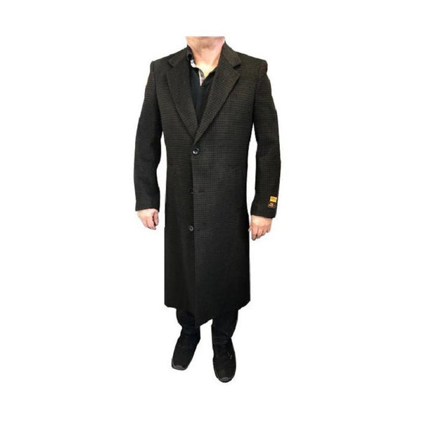 Herringbone Houndstooth Cashmere Blend Overcoat ~ Long Mens Dress