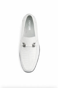 Los Altos All-Over White Crocodile Belly Loafers