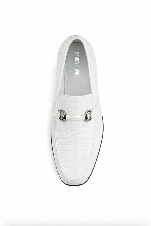 Los Altos All-Over White Crocodile Belly Loafers