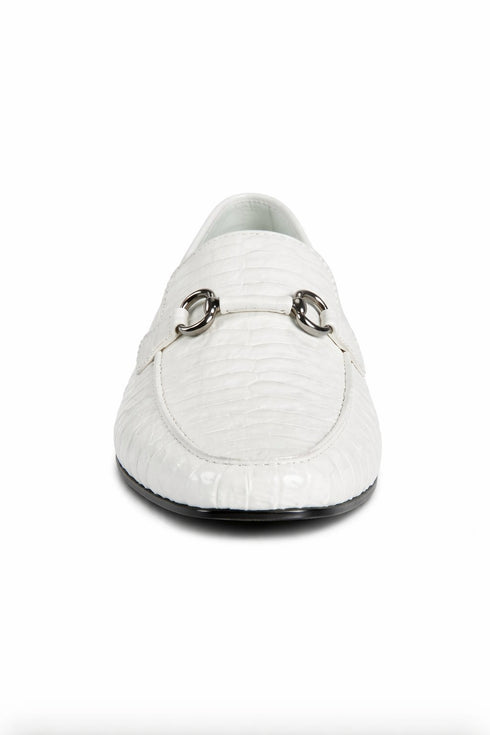 Los Altos All-Over White Crocodile Belly Loafers
