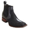 Men's Genuine Stingray Skin Single Stone Wide Square Toe Ankle Boots Black Color - Los Altos Boots