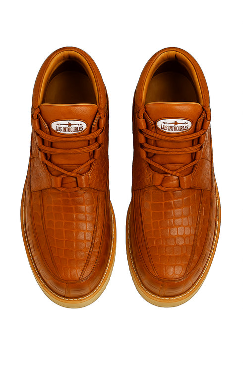 Los Altos Casual Cognac Full Caiman Skin Sneakers