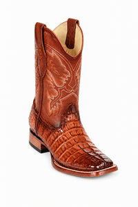Los Altos Caiman Tail Exotic Ankle Boots Faded Cognac