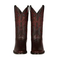 Los Altos Men's Black Cherry Caiman Belly Round Toe Boots