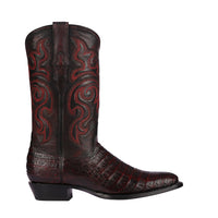 Los Altos Men's Black Cherry Caiman Belly Round Toe Boots