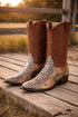 Los Altos Men's Cognac Genuine Python Snakeskin Snip Toe Boots