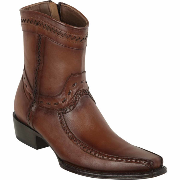 Los Altos Men's European Toe Short Leather Boots - Shaded Brown 76BF3816